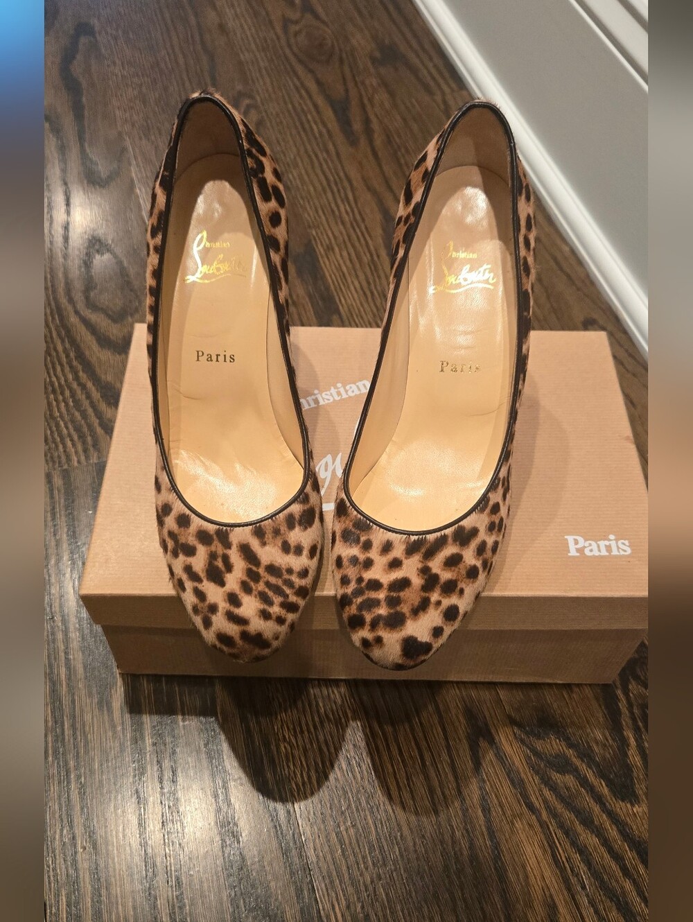 Christian Louboutin Leopard Calf Hair Pumps - Brown & Black Size 39.5